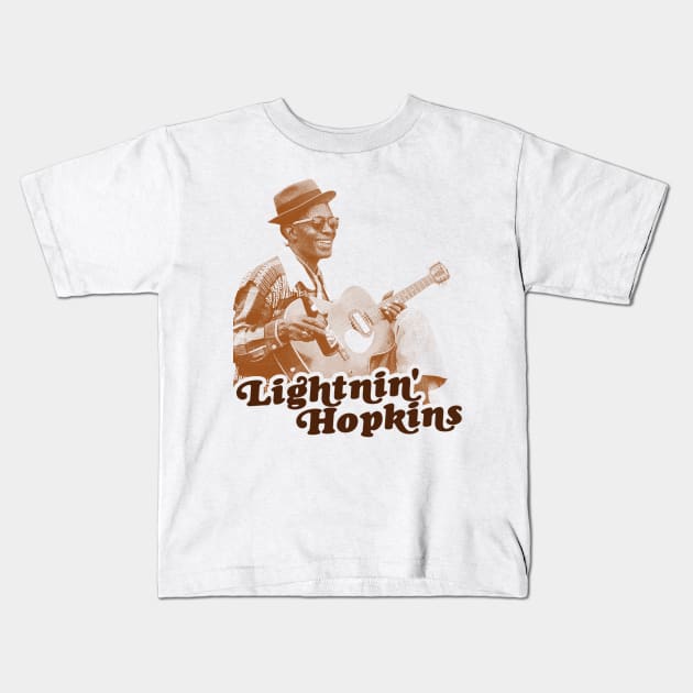 Retro Lightnin Hopkins Sepia Tribute Kids T-Shirt by darklordpug